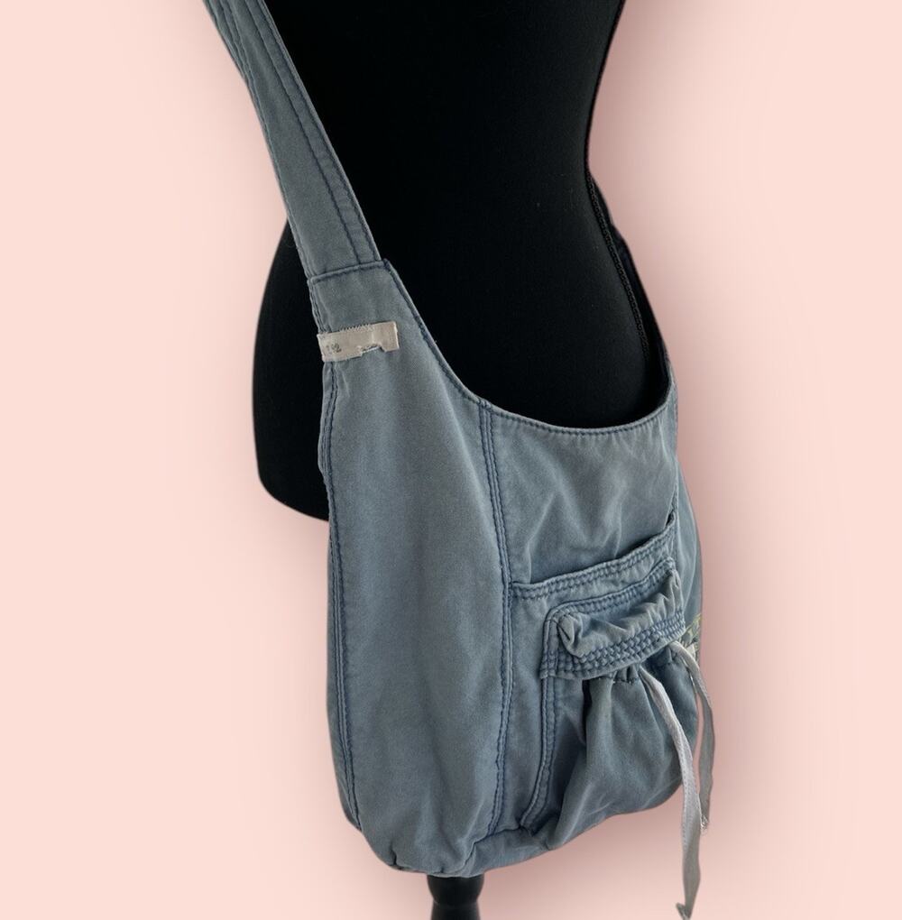 RARE Vtg Y2K Abercrombie & Fitch Canvas Messenger Bag Crossbody Purse Blue Large